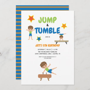 Boy Jump & Tumble Gymnastics Geburtstagsparty Einladung