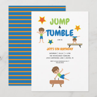 Boy Jump & Tumble Gymnastics Geburtstagsparty Einladung