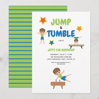 Boy Jump Tumble Gymnastics Geburtstagsparty Einladung