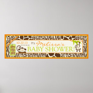 Boy Jungle Monkey Safari Baby Duschbanner Poster