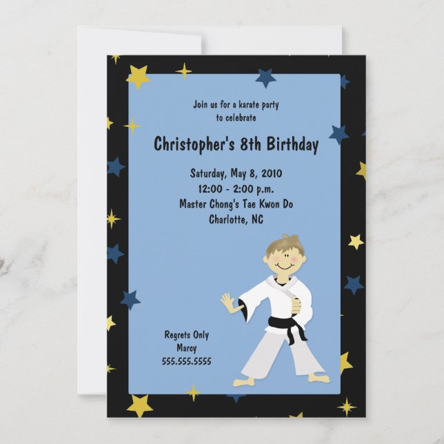 BOY KARATE MARTIAL ART BIRTHDAY PARTY EINLADUNG (Vorderseite)
