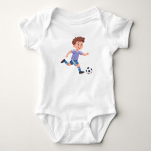 Boy Kicking Soccer Ball - Active Kids Soccer Baby Strampler
