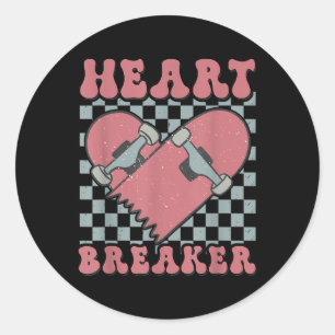 Boy Kids Valentines Heartbreaker Skateboard Skatin Runder Aufkleber