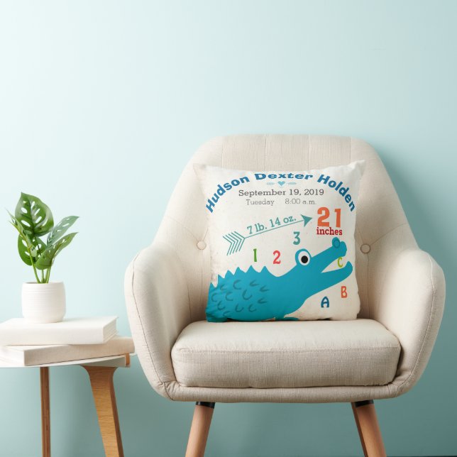 Boy Kinderzimmer Baby Birth Stat Alligator Niedlic Kissen (Stuhl )