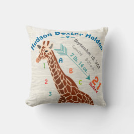 Boy Kinderzimmer Baby Birth Stats Giraffe Arrow Mu Kissen