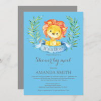Boy Lion Baby Shower by Mail Einladung