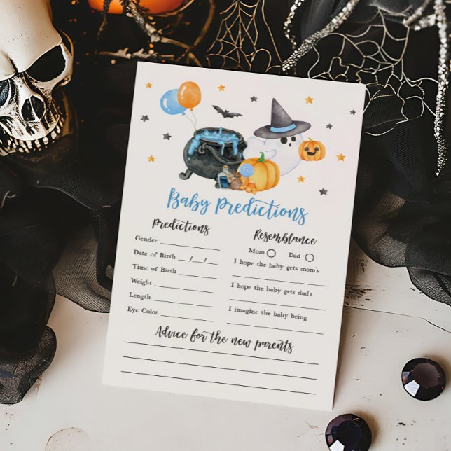Boy Little Boo Ghost Baby Predictions Game (Ghost Halloween Baby Shower Baby Predictions Game)