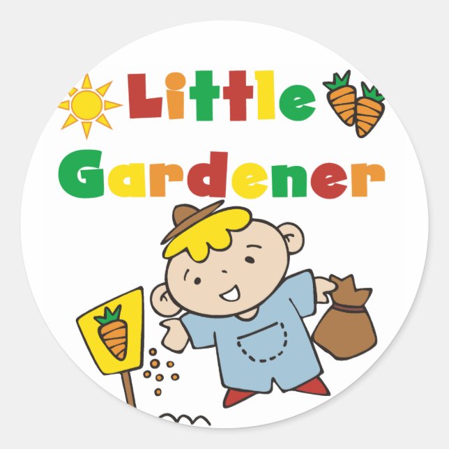 Boy Little Gardener Tshirts und Geschenke Runder Aufkleber (Vorderseite)