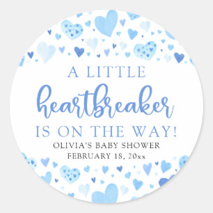 Boy Little Heartbreaker Blue Valentine Baby Dusche Runder Aufkleber