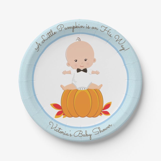 Boy Little Pumpkin Baby Showpaper Teller (Vorderseite)