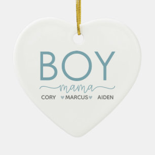 Boy Mama Personalisiert mit Namen Keramik Ornament