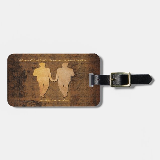 Boy Meets Boy Grooms Gay Wedding Geschenk Gepäck T Gepäckanhänger (Vorderseite horizontal)