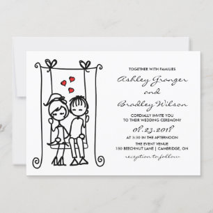 Boy Meets Girl   Moderne Doodles Hochzeitseinladun Einladung