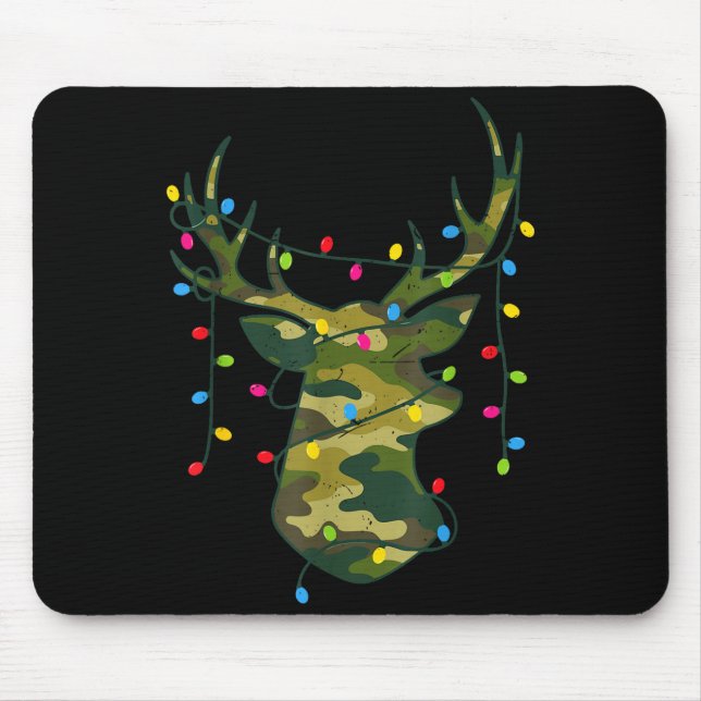 Boy Men Camo Deer Hunting Christmas Light Pajama P Mousepad (Vorne)