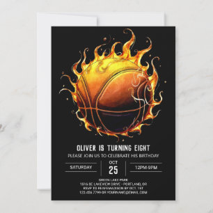 Boy Modern Boho Basketball Geburtstag Einladung