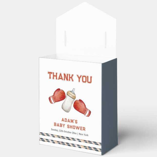 Boy Modern Boxing Little Champion Baby Shower  Geschenkschachtel (Offen)