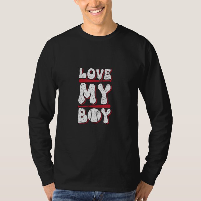 Boy Mom Baseball Love My Boy Mother Son T-Shirt (Vorderseite)