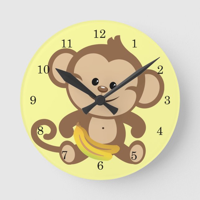 Boy Monkey With Runde Wanduhr (Vorderseite)
