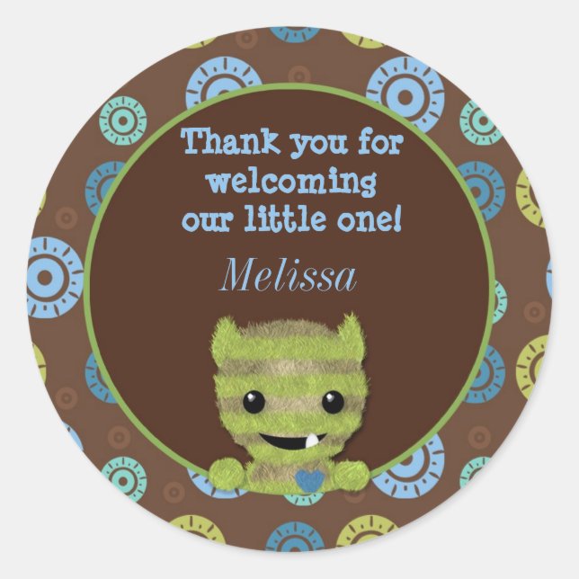 BOY MONSTER Flüchtige Blick a Boo Baby Showblende  Runder Aufkleber (Vorderseite)