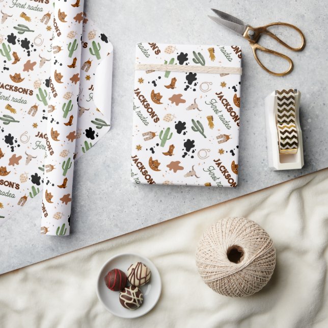 Boy My First Rodeo Cowboy 1. Geburtstag Geschenkpapier (Kunsthandwerk)