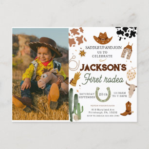 Boy My First Rodeo Foto Cowboy 1. Geburtstag Postkarte