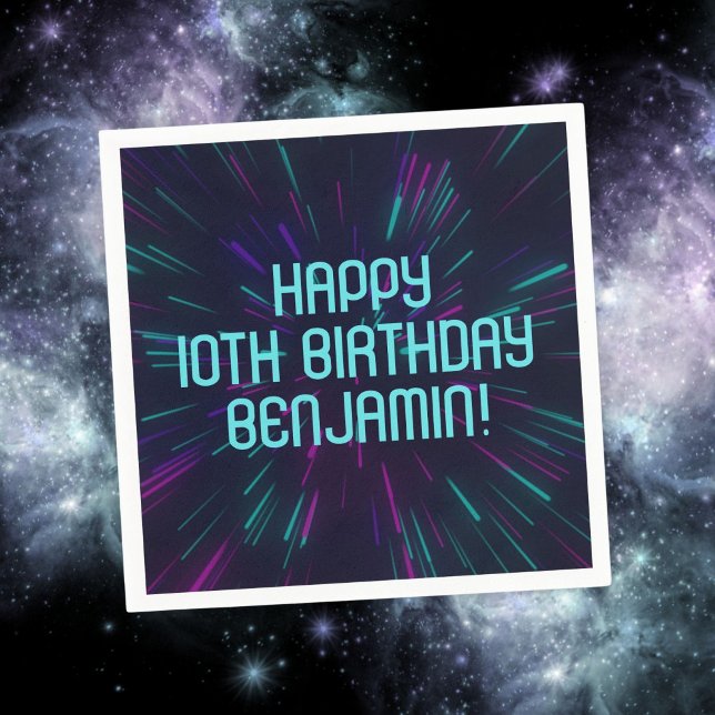 Boy Neon Aquamarin Glow Party Serviette (Von Creator hochgeladen)