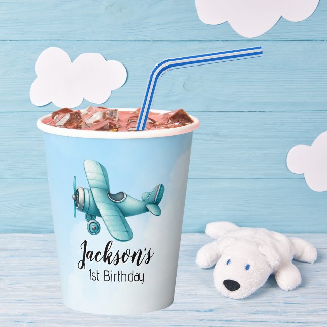 Boy Niedlich Blue Airplane Travel Kindergeburtstag Pappbecher (Von Creator hochgeladen)