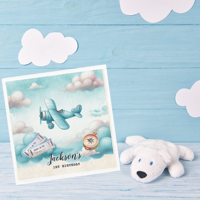 Boy Niedlich Blue Airplane Travel Kindergeburtstag Serviette (Von Creator hochgeladen)