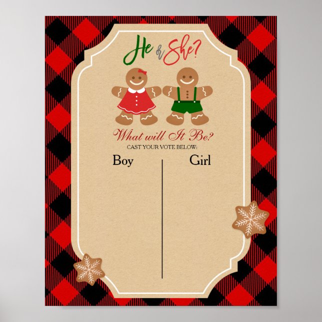Boy oder Girl Voting Board Cookie Gingerbrot Poster (Vorne)