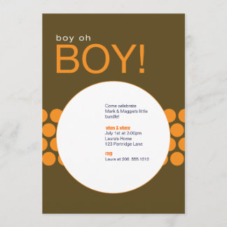 Boy Oh Boy Baby Shooter Invite_Brown/Orange Einladung