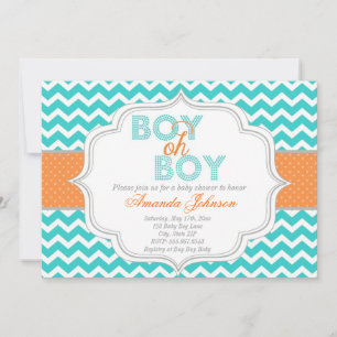 Boy Oh Boy Chic Zickzack Baby Dusche Einladung