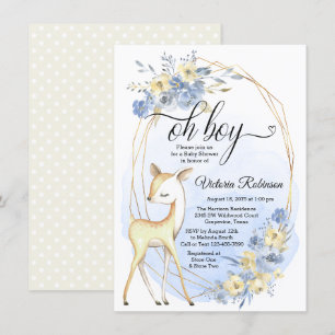 Boy Oh Boy Deer Baby Blue Beige Baby Dusche Einladung