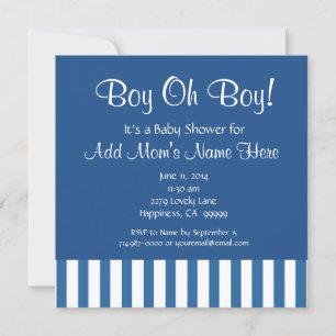 Boy Oh Boy mit Blue Stripes Baby Dusche A01 Einladung