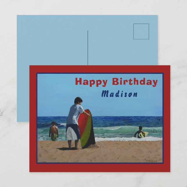 Boy on the Beach Postcard - Personalisierte Option Postkarte (Vorne/Hinten)