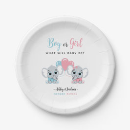 Boy or Girl Elephant Gender Reveal Plates Pappteller