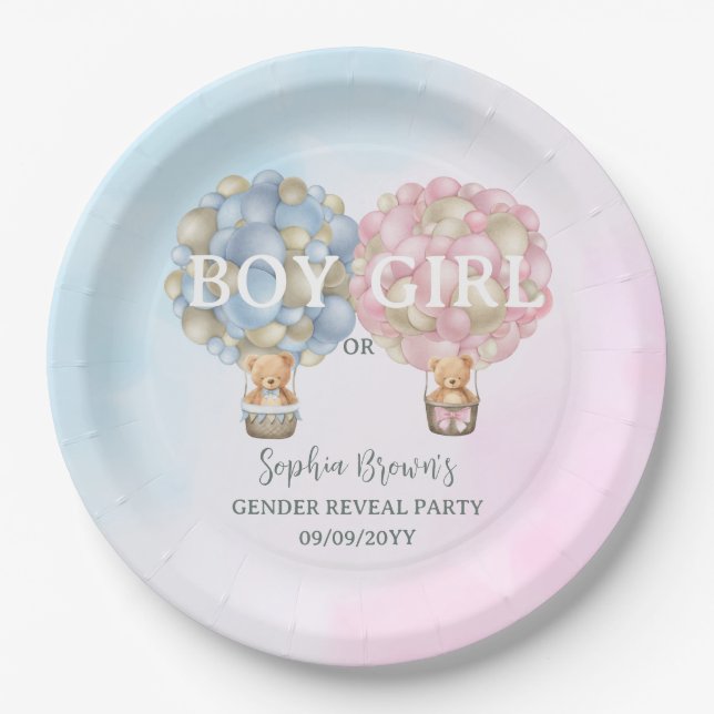 Boy or Girl Gender Reveal Baby Shower Party Pappteller (Vorderseite)