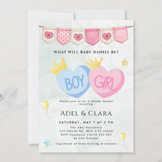 Boy or Girl Gender Reveal Invitation Einladung