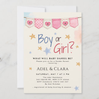 Boy or Girl Gender Reveal Invitation Einladung