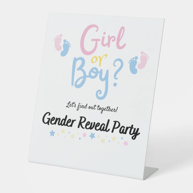 Boy or Girl? Gender Reveal Sockelschild (Vorderseite)