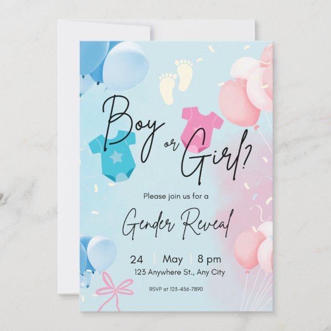 Boy or Girl Pastel Gender Reveal Invitation Einladung (Vorderseite)