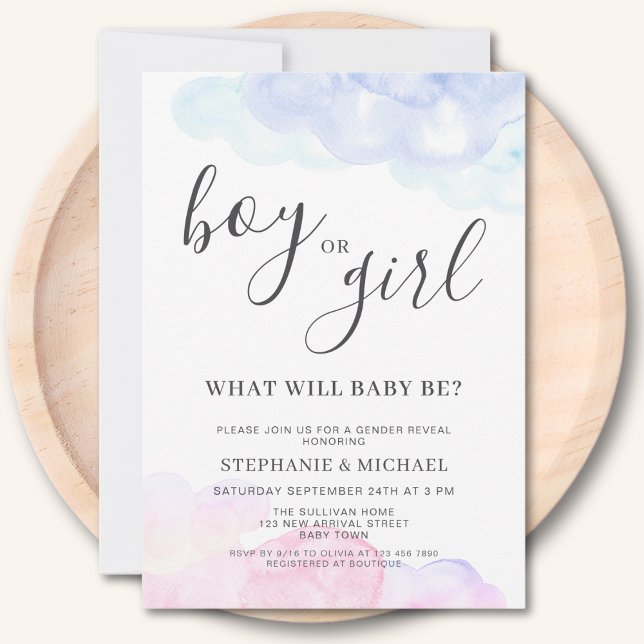 Boy Or Girl Pink And Blue Gender Reveal  Einladung (Von Creator hochgeladen)