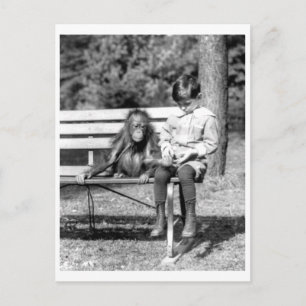 Boy & Orangutan Vintager Nationalzoo Washington Postkarte