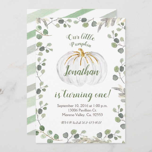 Boy Our Pumpkin verwandelt eine Einladungs-Vegetat Einladung (Vorne/Hinten)