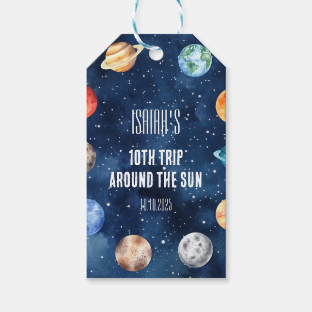 Boy Outer Space 10th Trip Around the Sun Birthday Geschenkanhänger (Vorderseite)