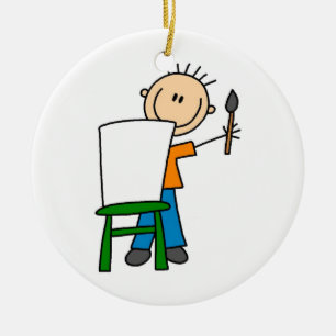 Boy Painting Keramik Ornament