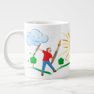 Boy Painting Skies Jumbo-Tasse
