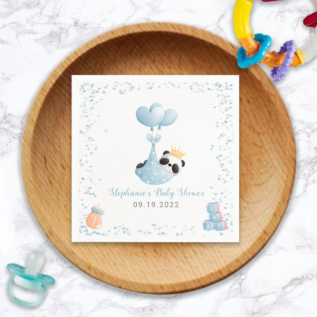 Boy Panda Bear Blue Baby Dusche Napkins Serviette (Boy Panda Bear Blue Baby Shower Napkins 
)