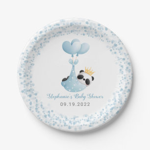 Boy Panda `Bear Blue Balloon Baby Dusche Pappteller
