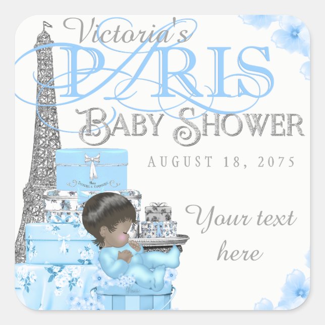 Boy Paris Baby Shower Stickers (Vorderseite)