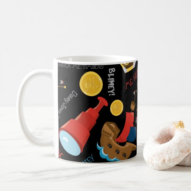 Boy Party Pirate dunkel bunt Kaffeetasse (Mit Donut)
